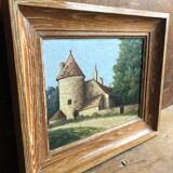 Huile sur panneau signé avec cadre bois vintage
