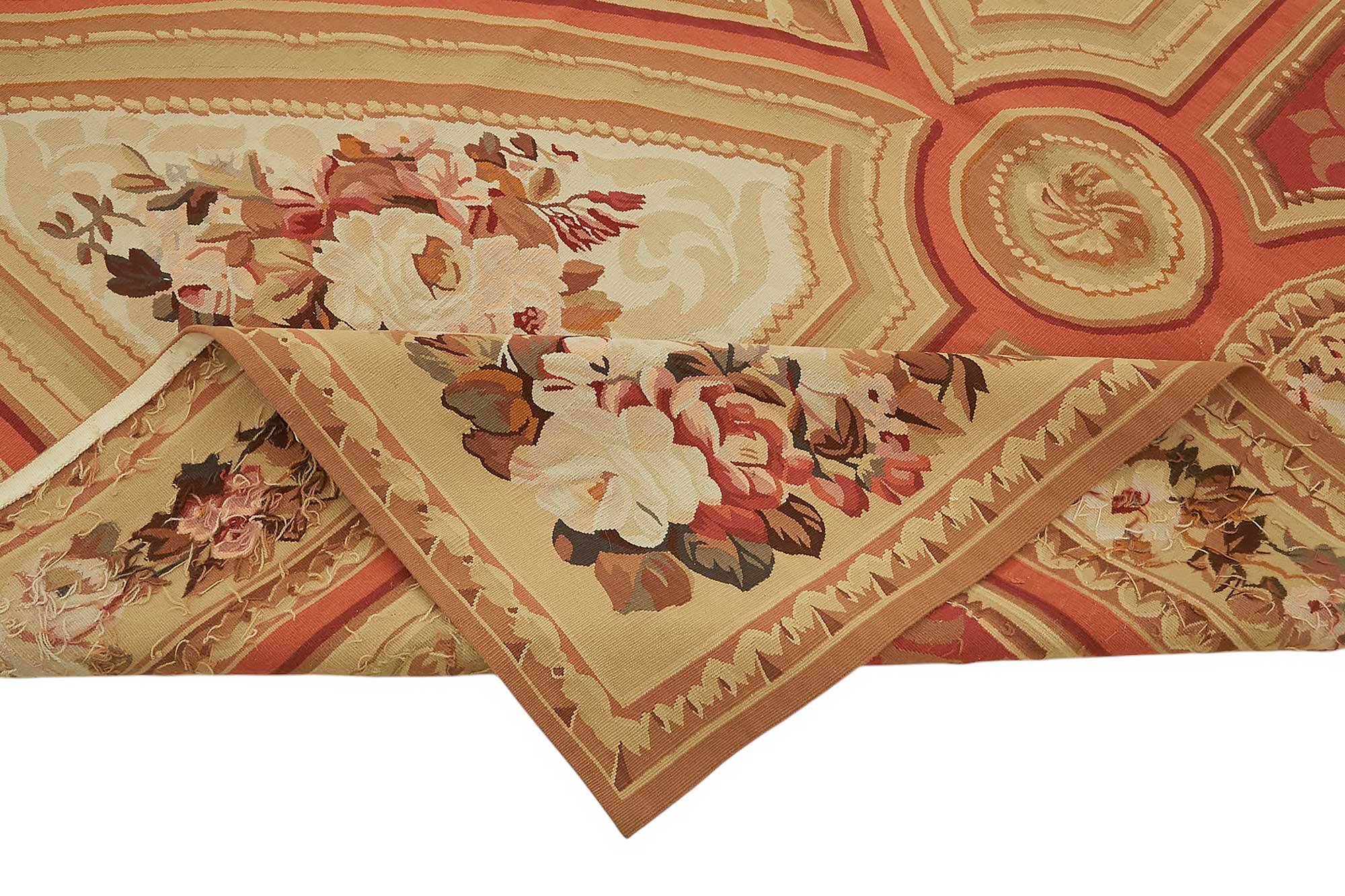 Handmade European Vintage Aubusson Kilim 235 cm x 336 cm