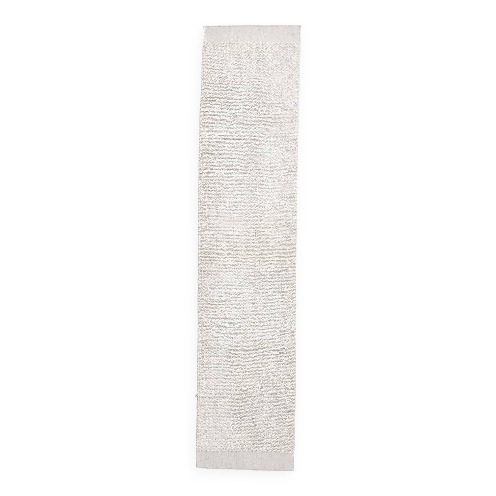 2x10 %100 Wool White Moroccan Runner Rug, 68x303Cm