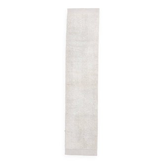 2x10 %100 Wool White Moroccan Runner Rug, 68x303Cm