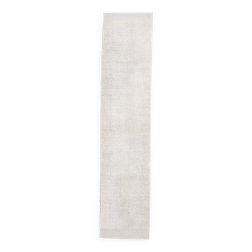 2x10 %100 Wool White Moroccan Runner Rug, 68x303Cm