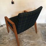 Vintage armchair 1960's Scandinavian style and Scottish fabric