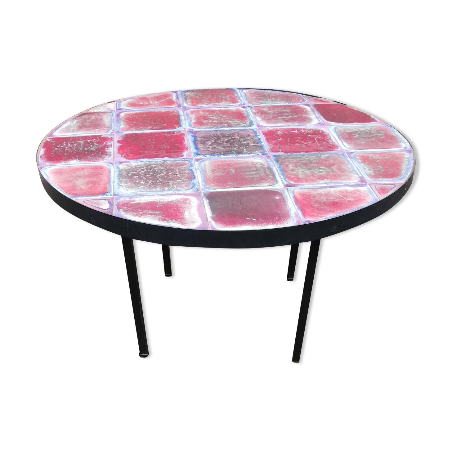 Table basse vintage céramique rouge