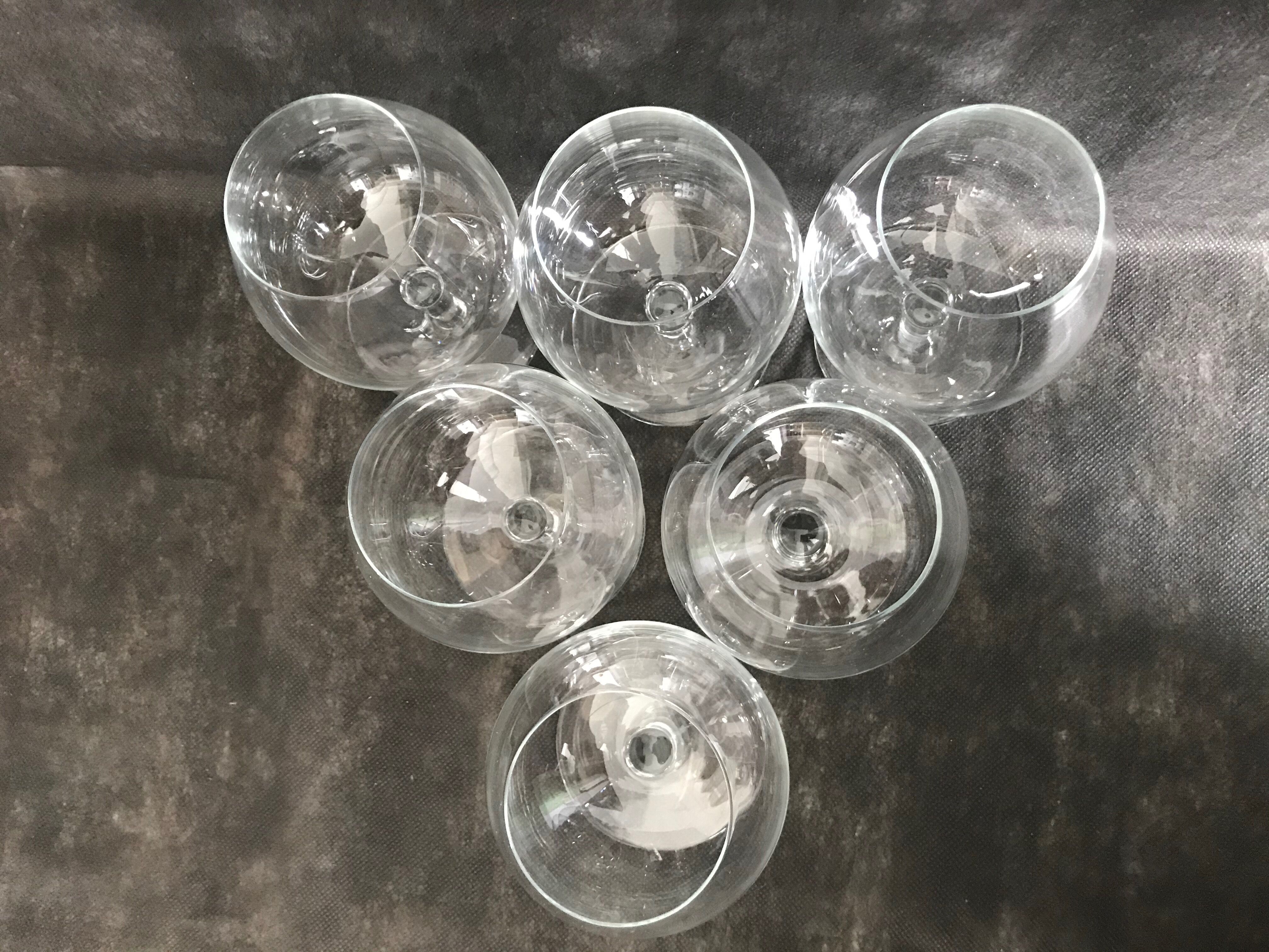 6 late mid-20th crystal tasting glasses