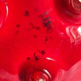 Vase tripode céramique à l'émail rouge vif vintage