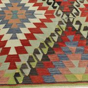 6x10 Green & Red Tribal Vintage Kilim Rug, 199x320Cm