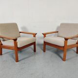 Juul Kristensen teak armchair pair for Glostrup, Denmark 60s