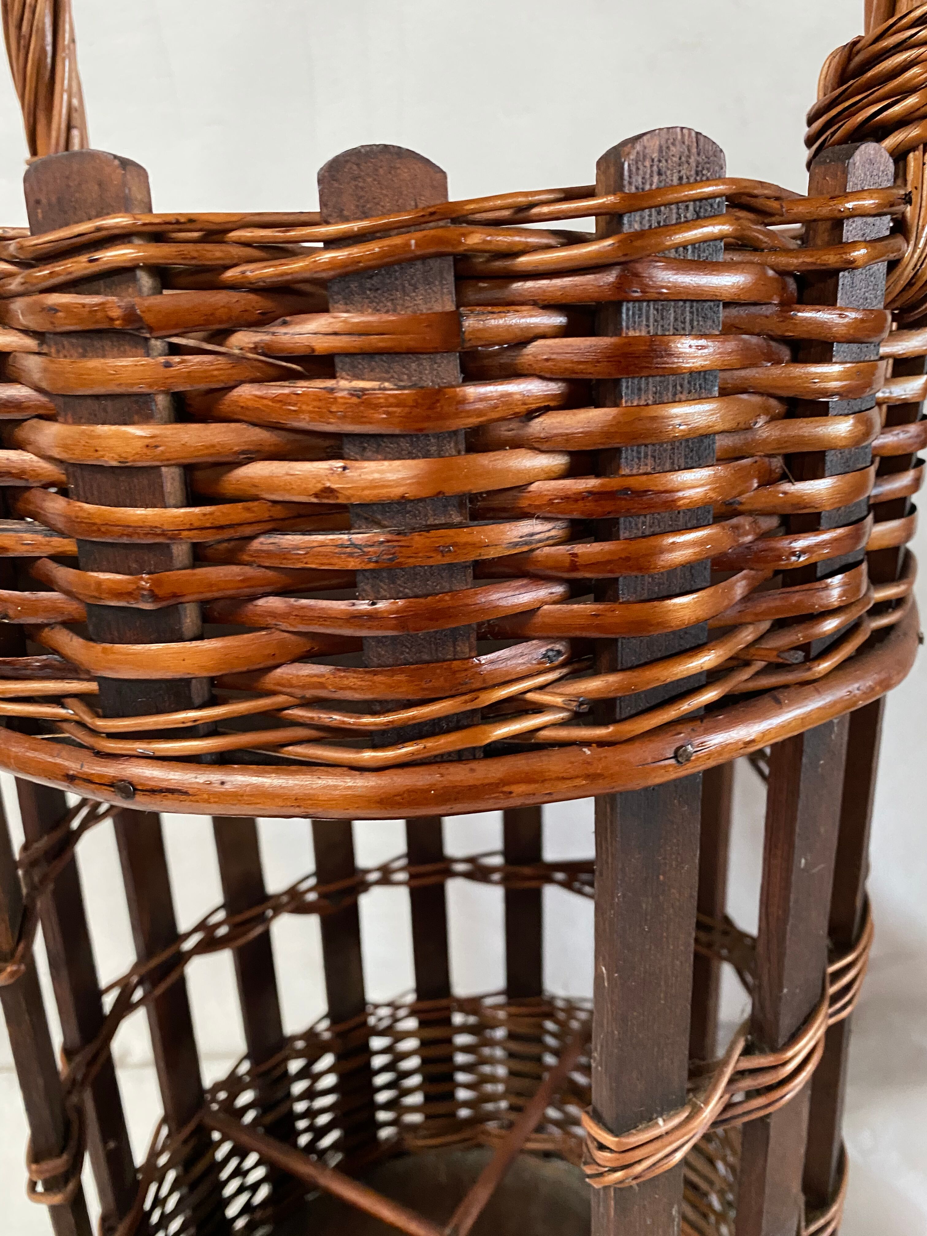 Vintage rattan bar basket