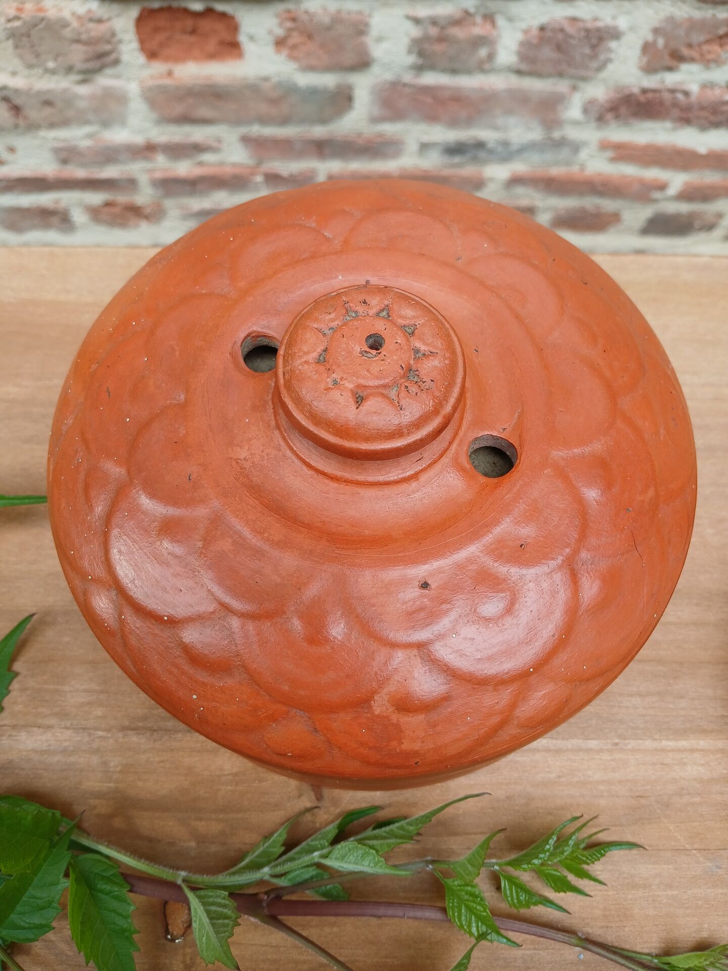 Antique earthenware butter dish