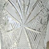 Vintage Bohemian crystal vase, sophisticated, geometric star patterns, high 25 cm