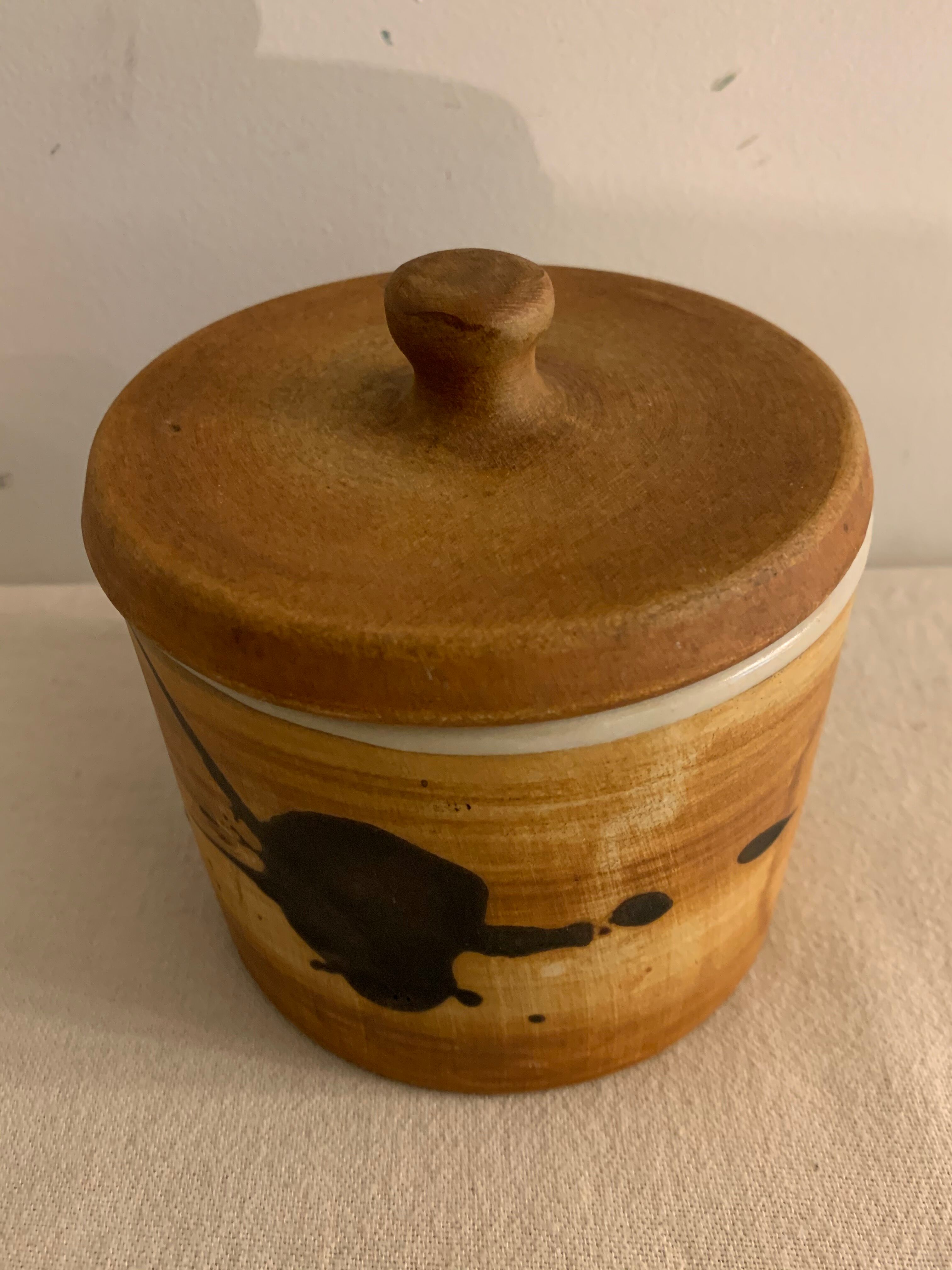 Pot de la Poterie de La Colombe in Vallauris style enamelled sandstone