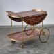 1970s drinks bar cart with side flaps in marquetry