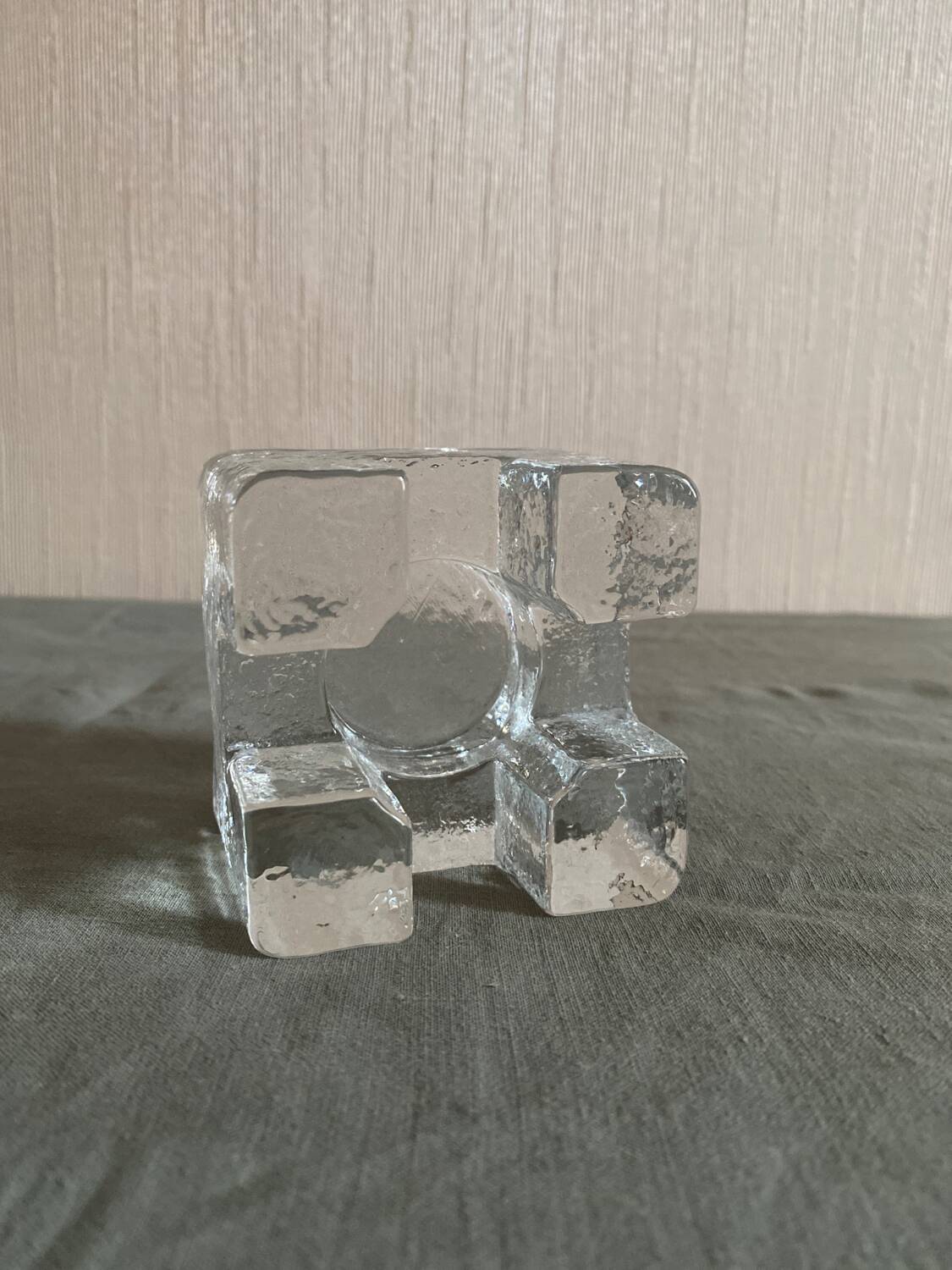 Molded glass candle holder