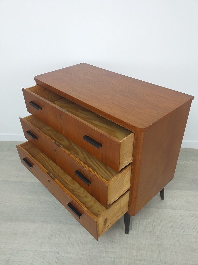 Scandinavian dresser 60s teak vintage compass feet