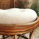 Vintage 70s rattan pouf stool with terry cushion
