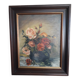 Antique oil painting depicting a bouquet of roses