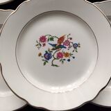Set of 6 faience dessert plates digoin sarreguemines bird of paradise