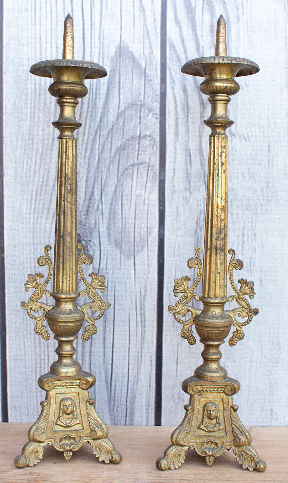 Pair of church candlesticks 57 cm high