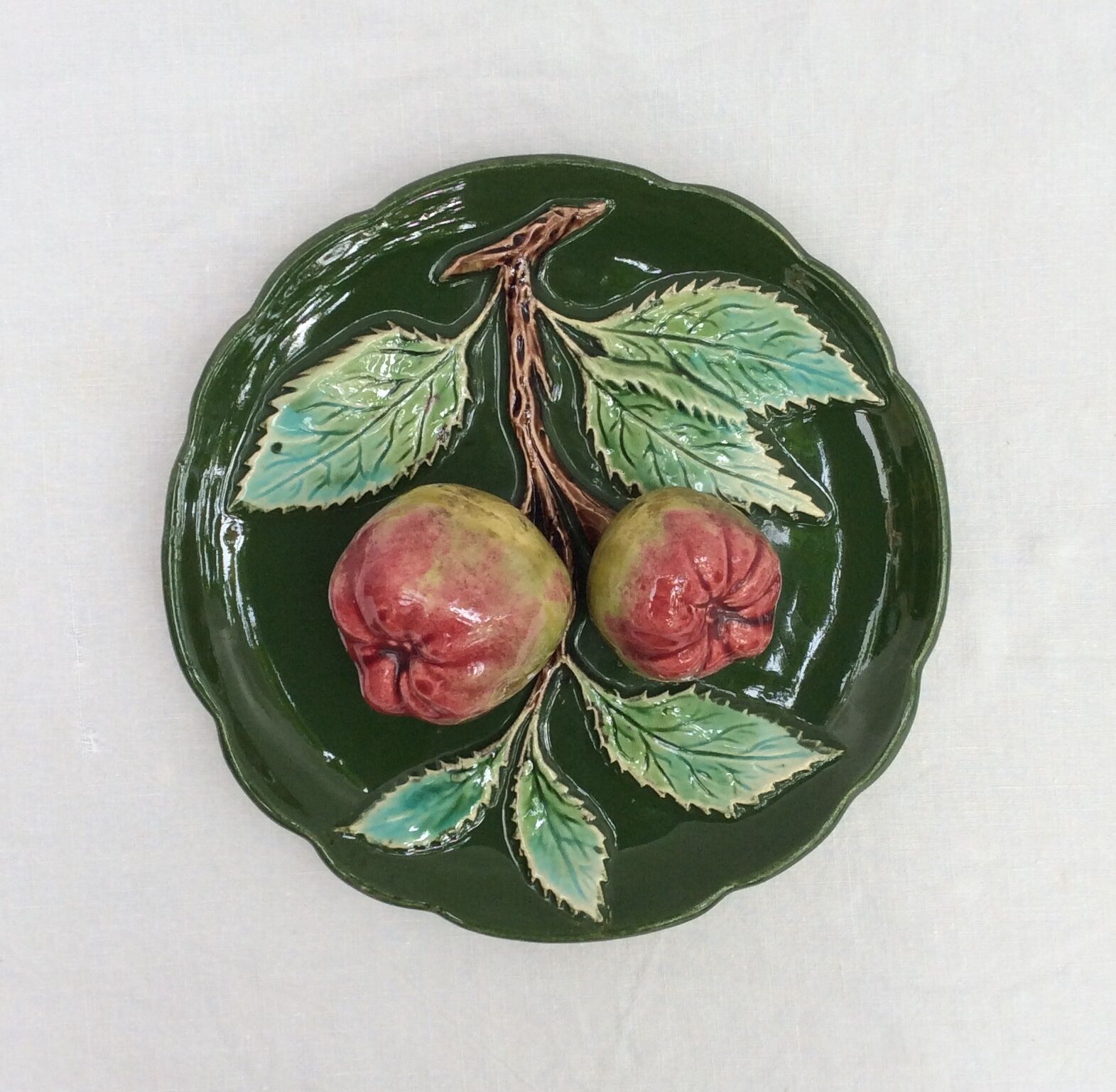 Pair old earthenware plates numbered dimension: diameter -6cm- height -6cm-