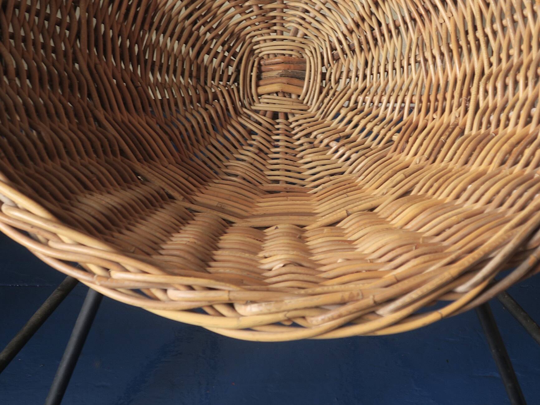 Pair of mid century bamboo and iron pod chairs, 1960s