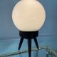 Scandinavian lamp tripod foot in teak and opaline globe 60s