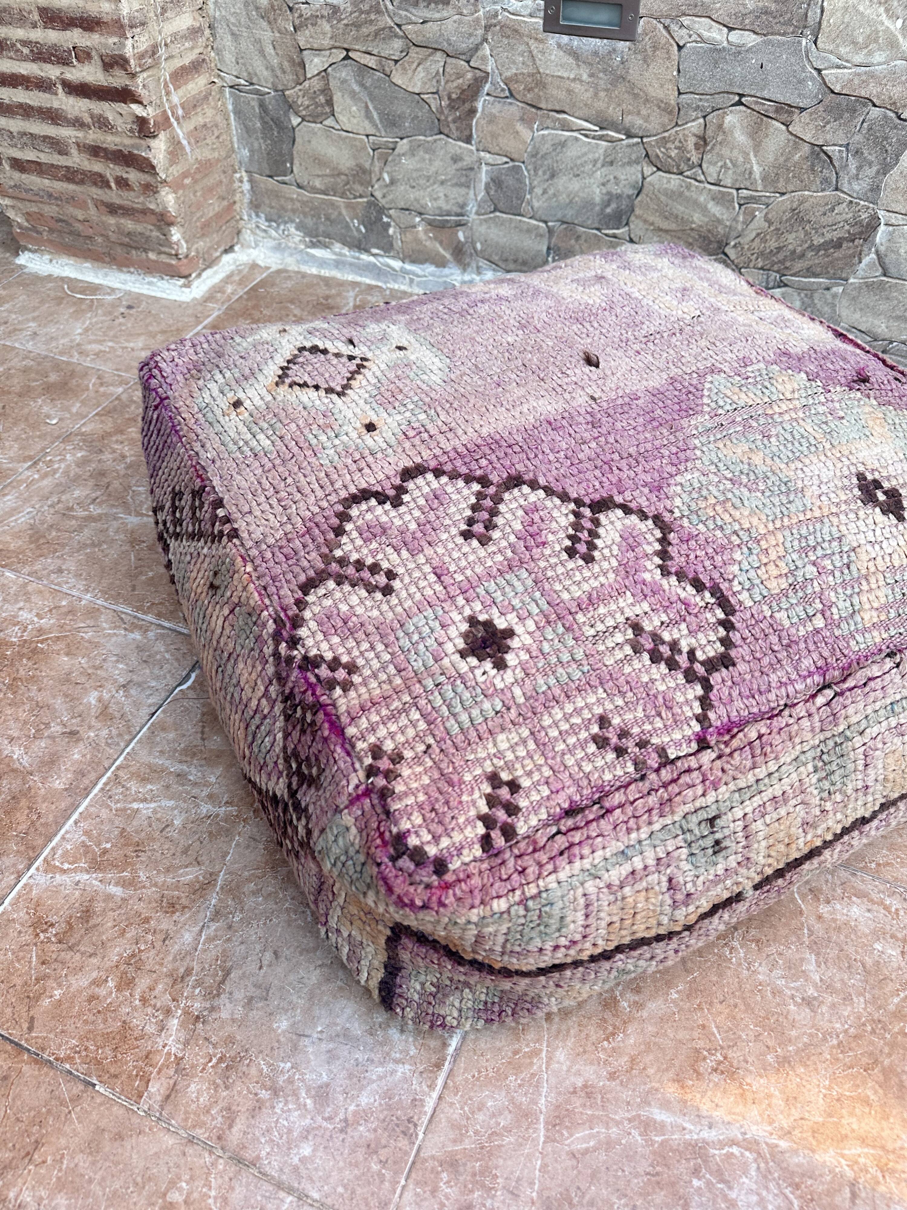 Handmade Berber Kilim pouf, floor cushion