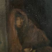 Old painting The beggar woman by G. De Saint Jean, 19th century