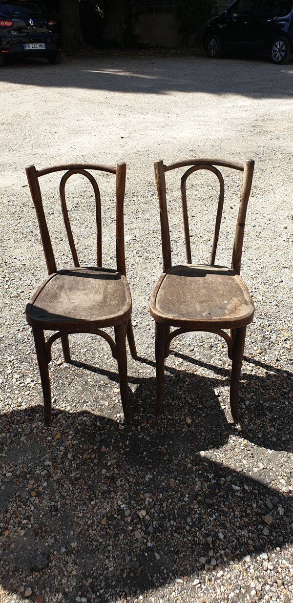 Paire de chaises de bistrot  bois courbe