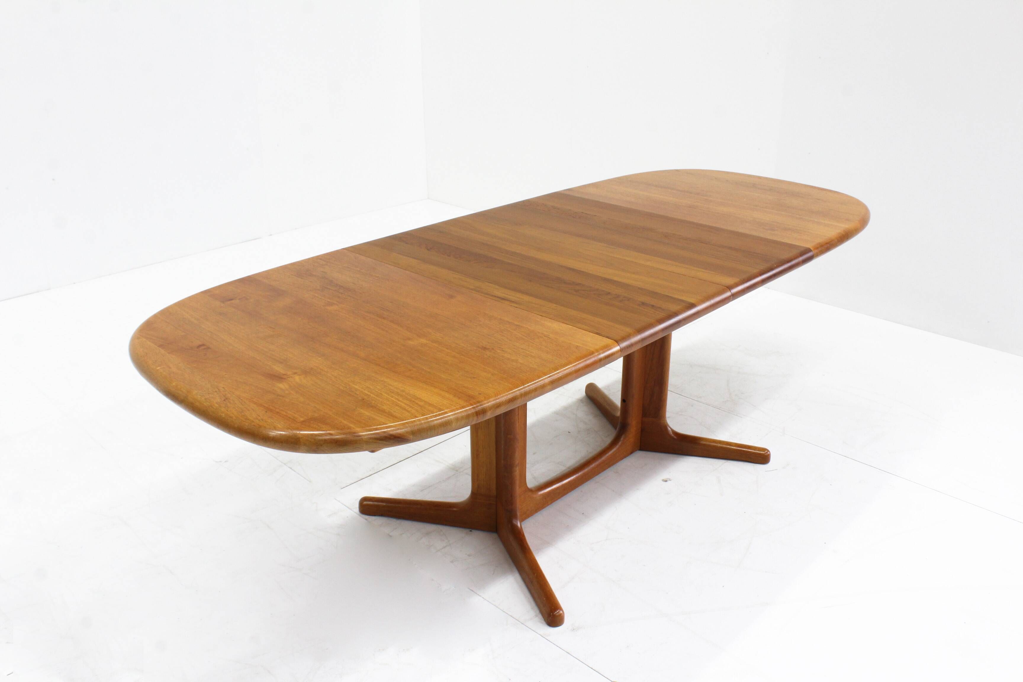 Vintage Glostrup Danish oval extendable dining table solid teak 1960s