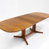 Vintage Glostrup Danish oval extendable dining table solid teak 1960s