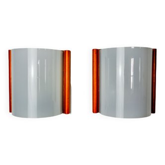 Pair of Mediterranean wall lamps, pine and methacrylate, 1980, Spain