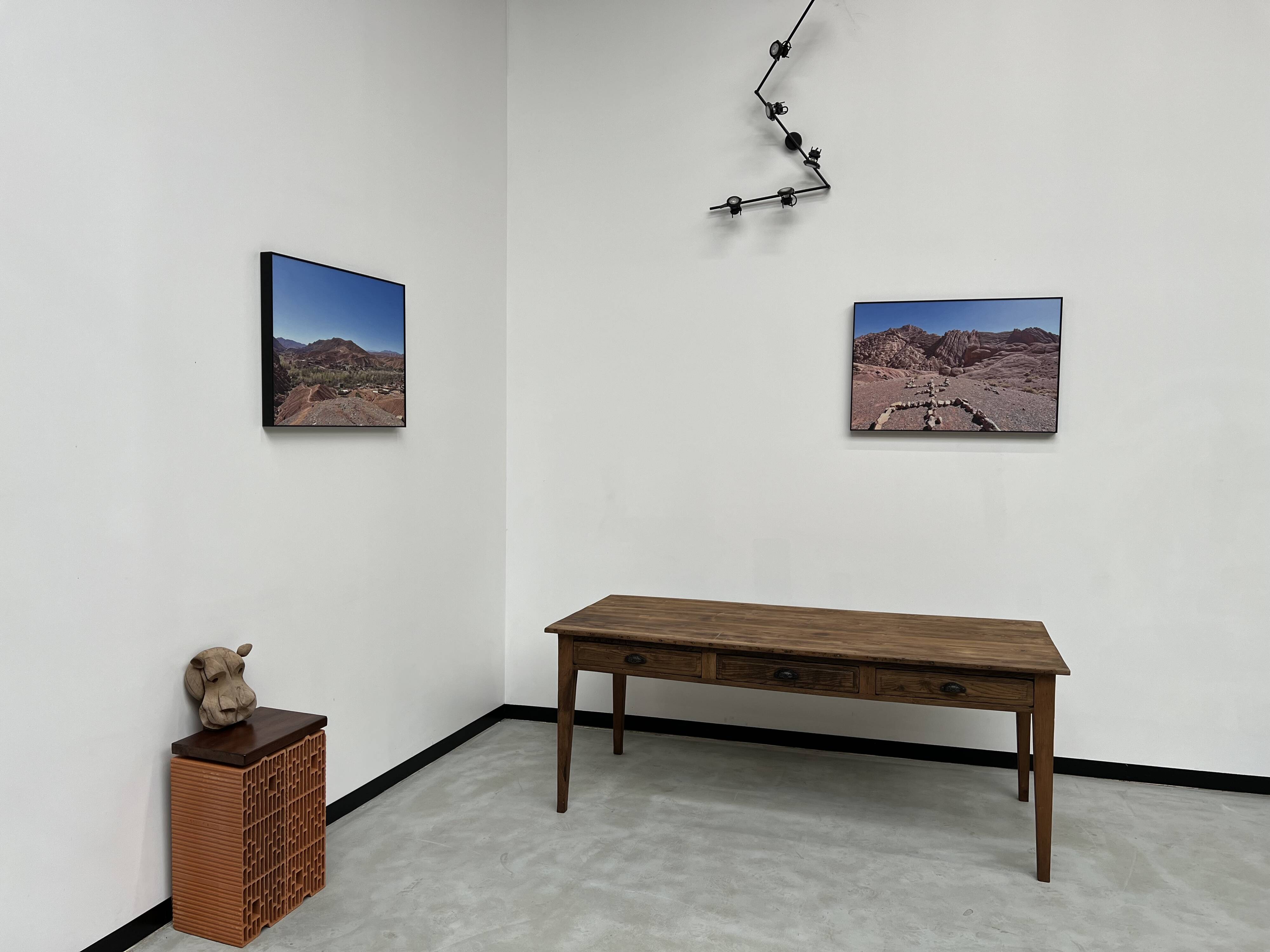 Antique farm table, fully restored, with 3 drawers