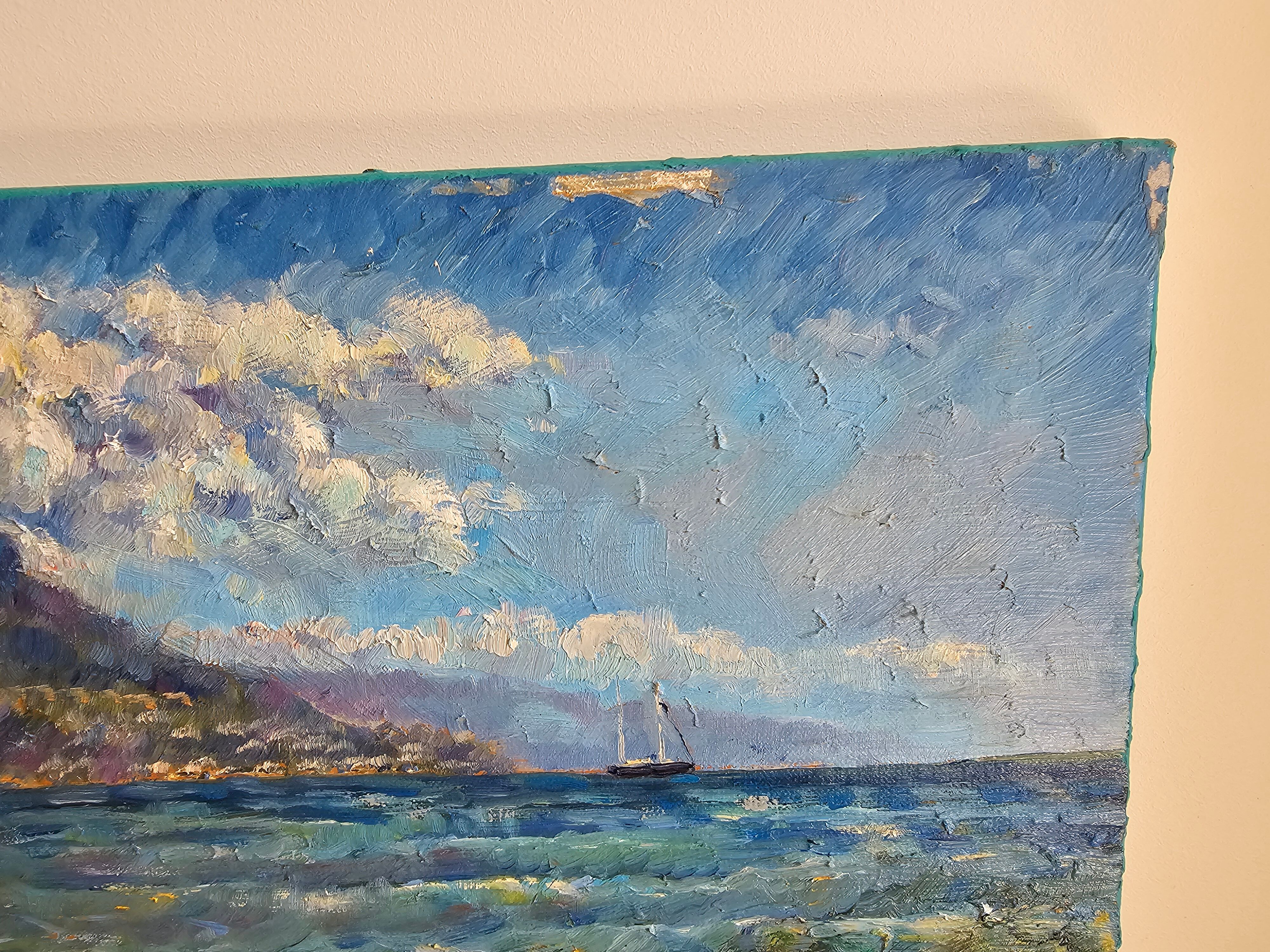 Oil painting on canvas - Seascape Cap Ferrat signed STAS Stanislav Dy