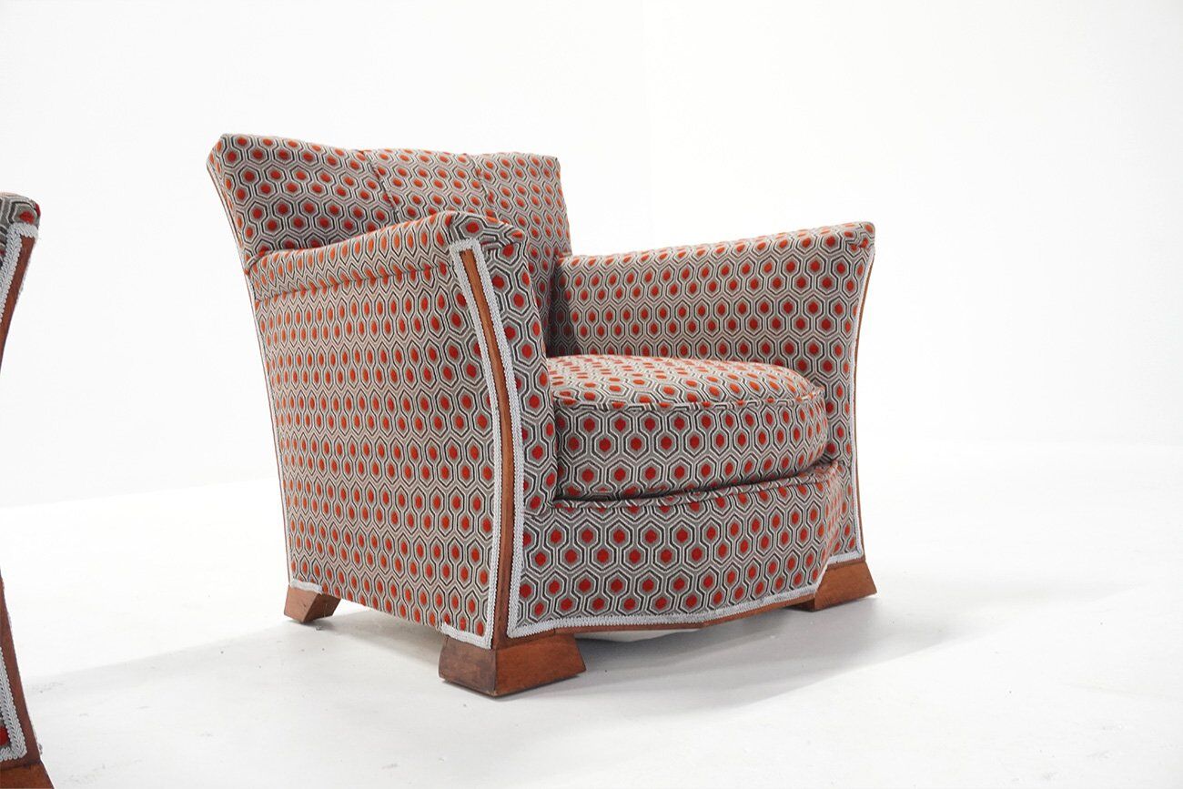 French Art Deco Lounge Chairs, 1920s, Set of 2