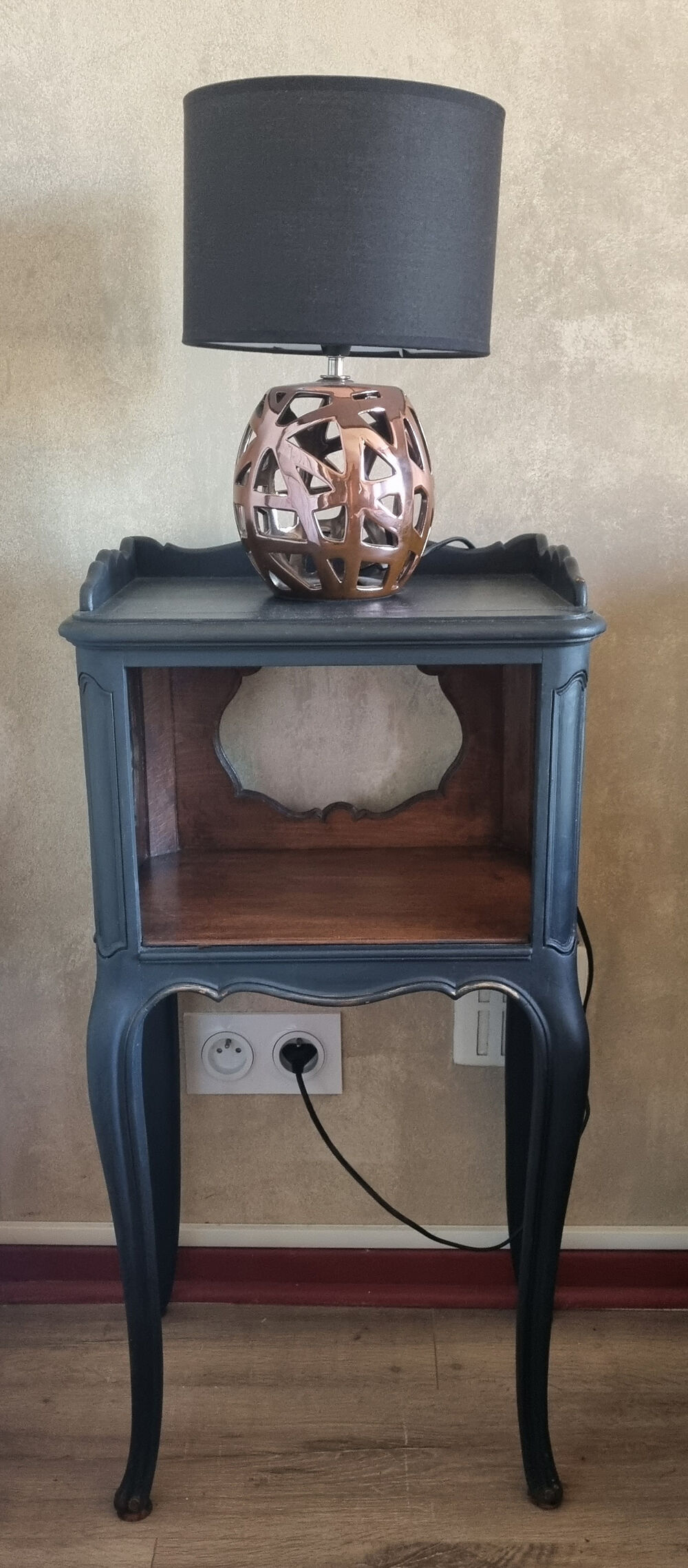 Pair of vintage bedside tables, 60s, Louis XV style, restyled