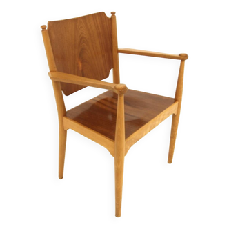 Scandinavian beech teak armchair, Sweden, 1960