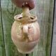 Old goat gargoulette in beige and yellow glazed earth XIXth century