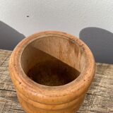 Small solid wood pot cache / vintage ethnic vase