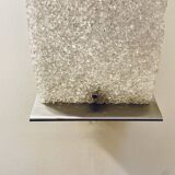 Pair of brushed steel and perspex wall lights, circa 1970.