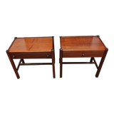 Pair of solid walnut bedside tables, design by Jacques Hauville for Roche-Bobois, 1960