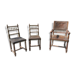 Fauteuil et chaises style Henri II