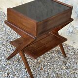 Vintage oak bedside table, 50s and 60s design