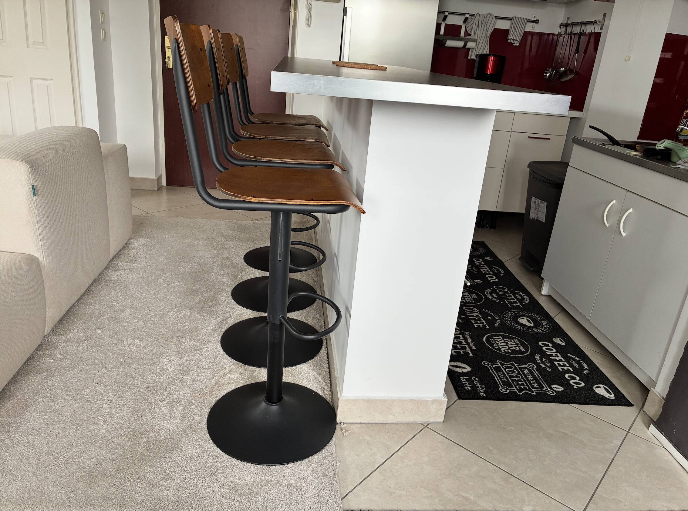Lot de 2 chaises de bar réglables 60/80 cm en bois
