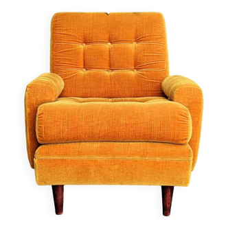 Mustard velvet armchair from the 70s