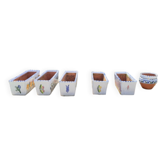 Set of 6 Glazed Terracotta Planters