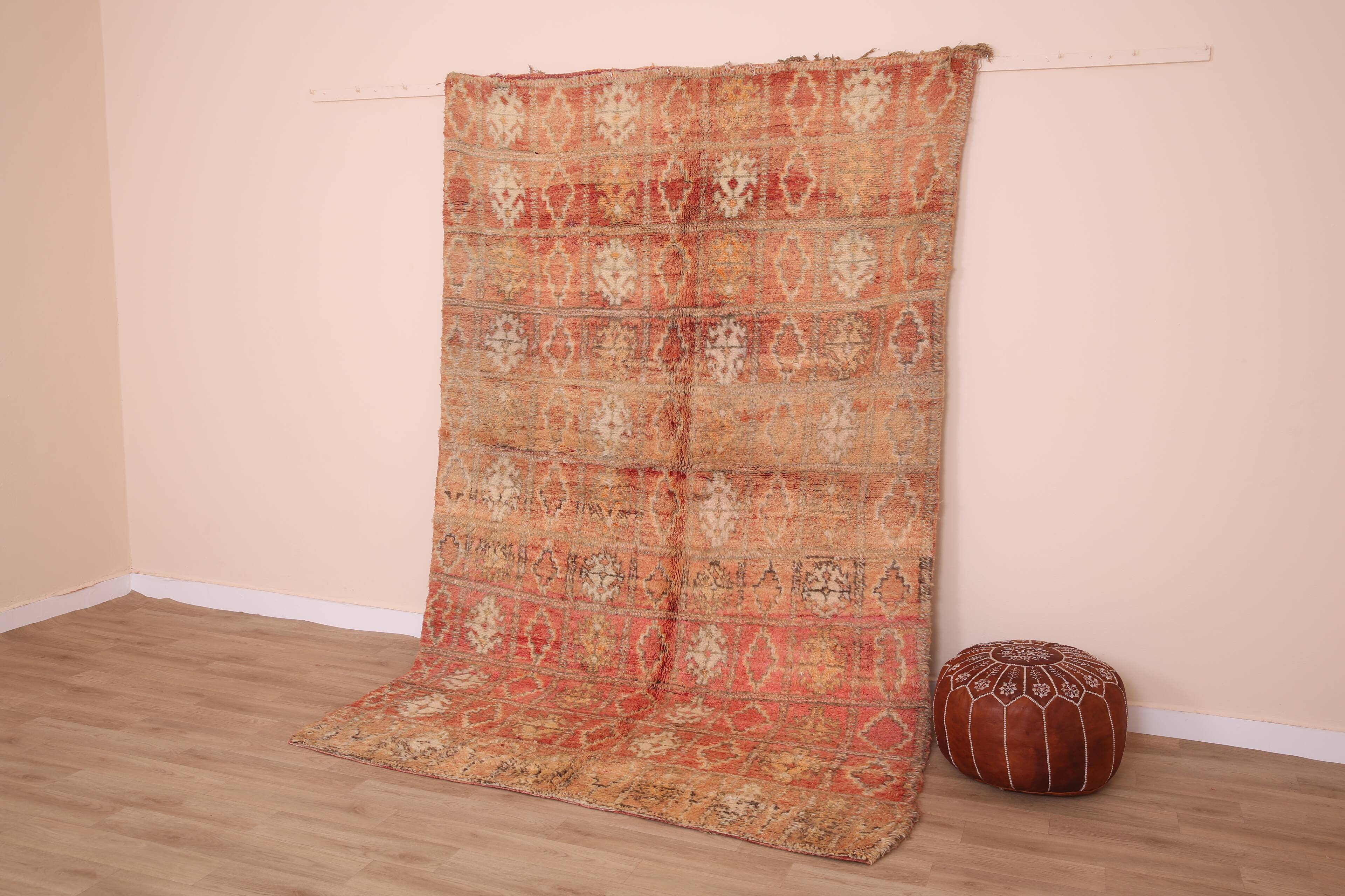 Peach Vintage Moroccan Rug 176 x 287 cm, Berber Wool Rug, Handmade Boho Rug