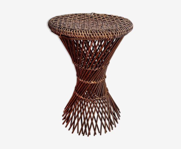 Table d’appoint vintage en rotin et cannage