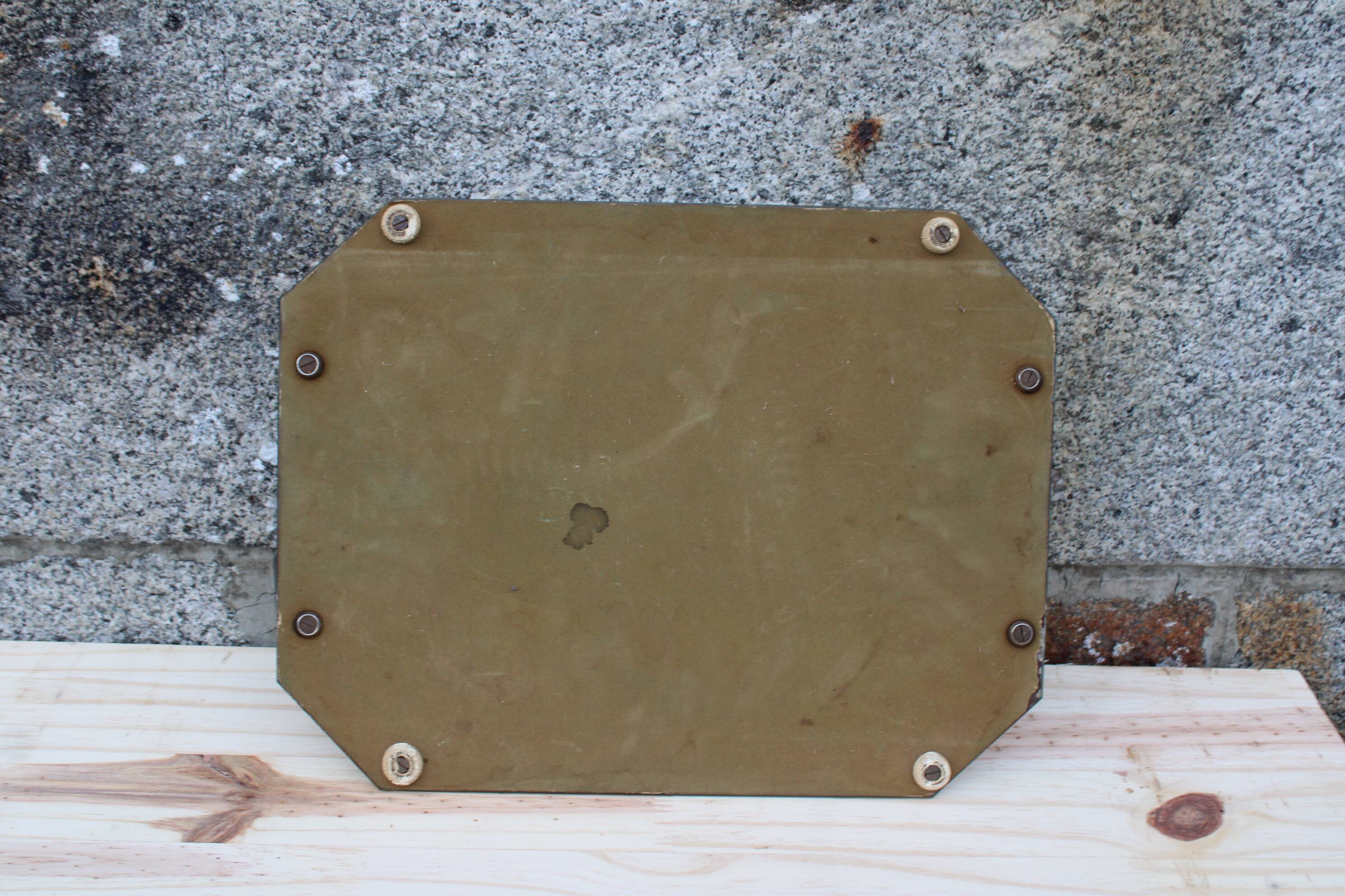 Vintage mirrored tray with glass and metal handles – H5 × W39 × D30 cm