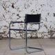 Pair of Bauhaus cantilever armchairs in chromed metal and leather, 1970