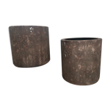 Set 2 cache pots brun